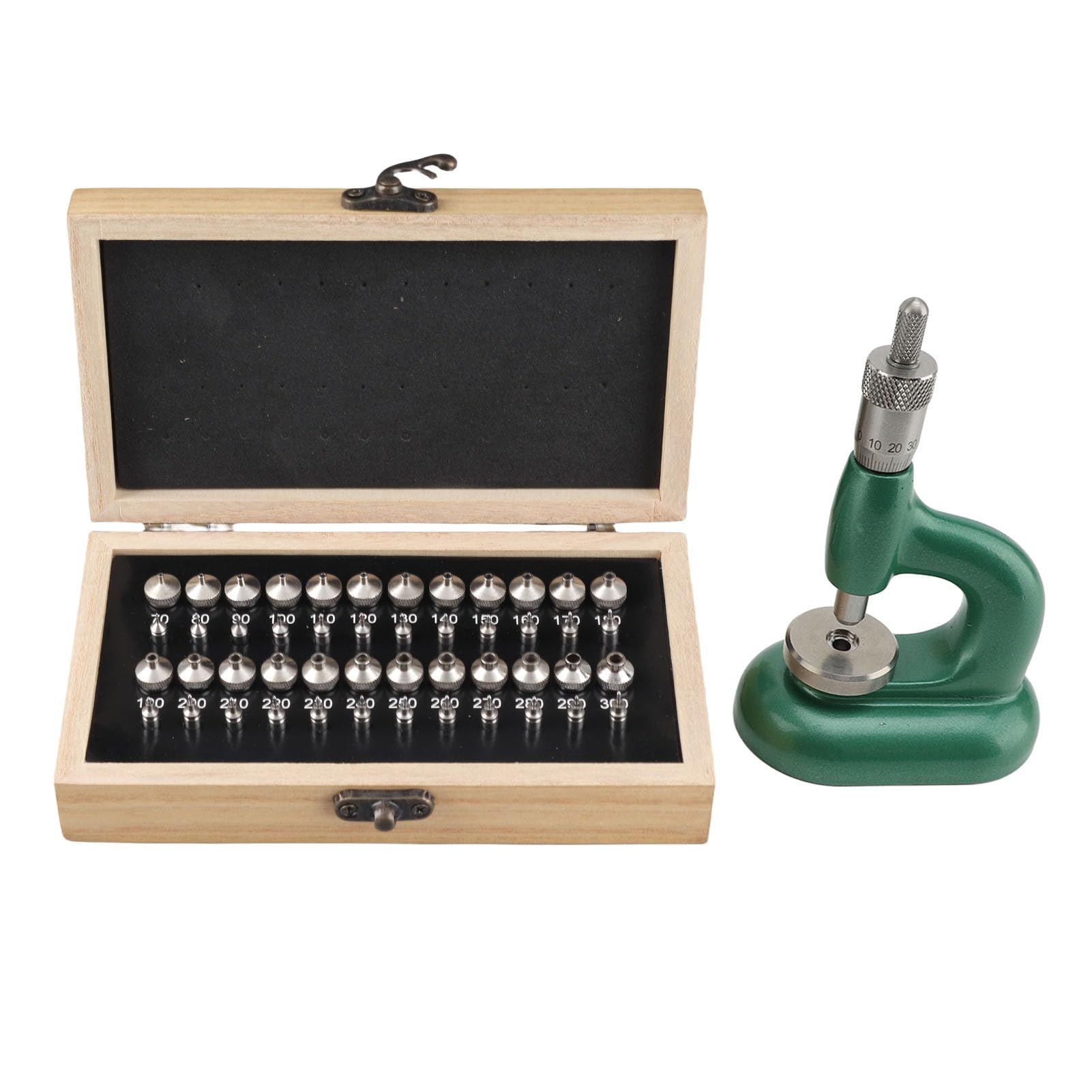 Juego de prensa para cerrar la caja trasera de relojes, herramienta de relojero de aleación de aluminio con 48 troqueles con orificio para joyería, mango ergonómico para tiendas de