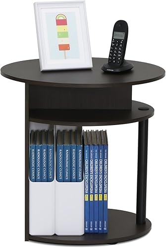 Miniatura 5 de FURINNO Mesa auxiliar ovalada una nogal