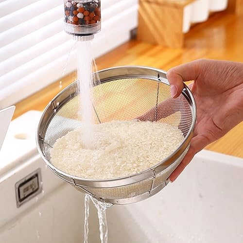 Miniatura 5 de Colador de malla fina para cocina, cuenco colador de acero inoxidable de 4 cuartos de galón para pasta, arroz, fruta, cestas de red de metal con