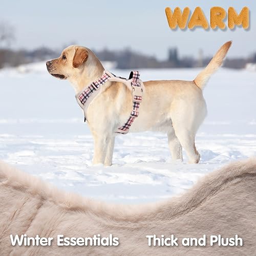 Miniatura 2 de PoyPet Arnés de felpa para perro, acolchado suave sin tirones, chaleco reflectante ajustable, a prueba de escapes, con mango de fácil control para