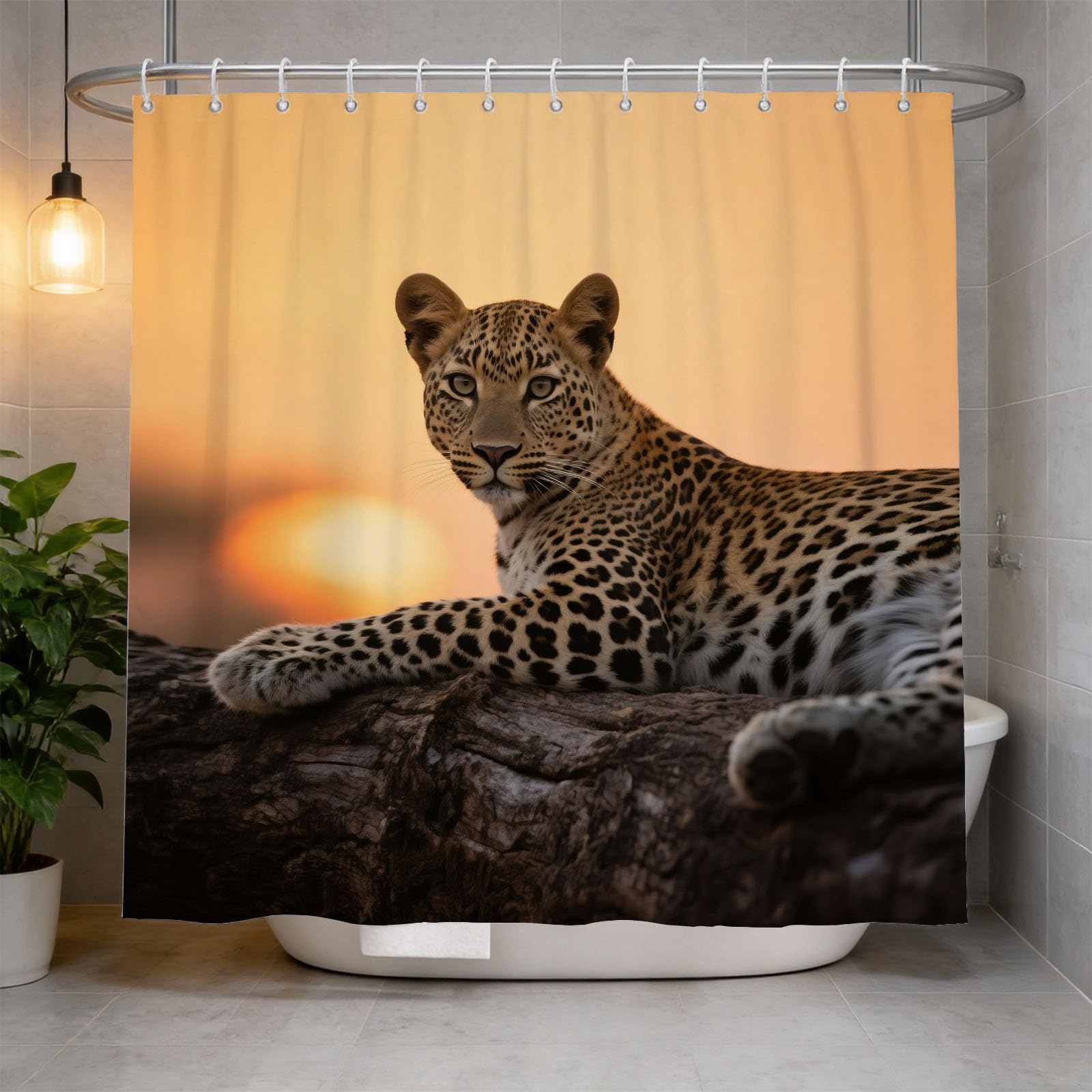 Hongduo 3D Cheetah Print Shower Curtain for Stalls Bathtubs Wildlife Animal Bathroom Decor Shower Curtain Set Polyester Fabric Waterproof 120x180cm/48X71 Inch with Hooks