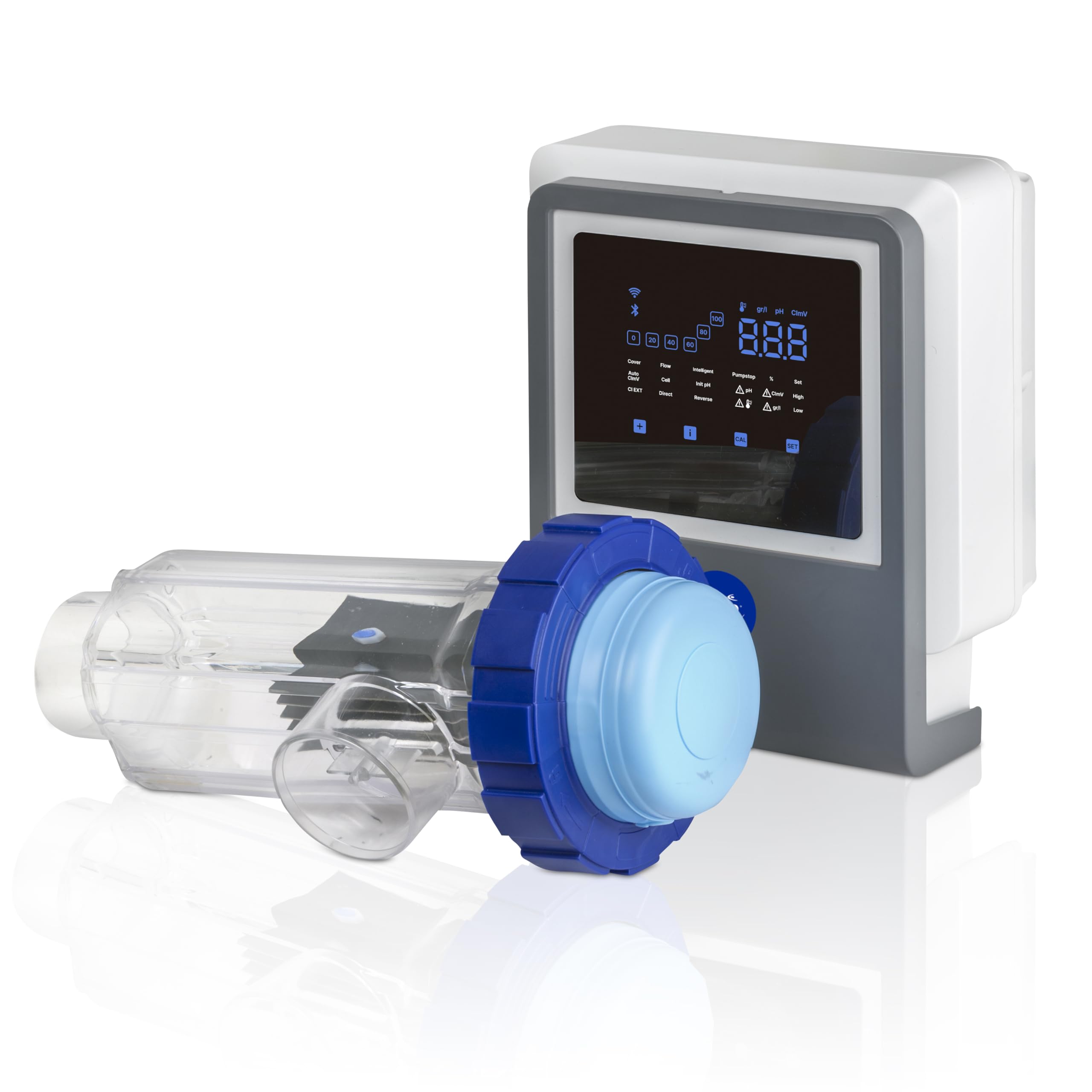 Gre - SWGA40 Clorador Salino Todo en Uno con Controlador de pH y Bomba Peristáltica, Conectado por App, 7 g/h, para Piscinas hasta 40 m³, Electrolisis de Sal Inteligente