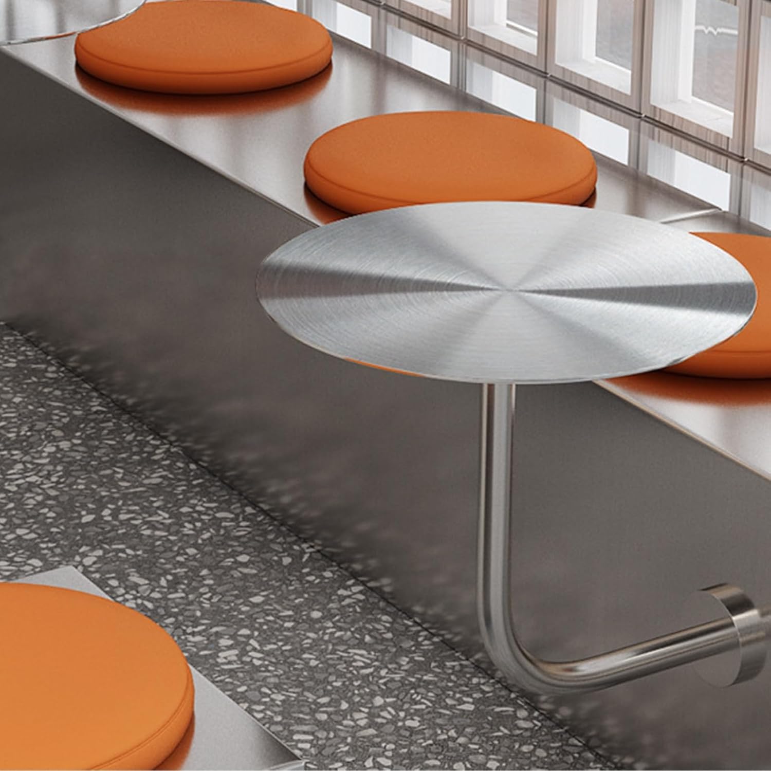 Pub Round Table Counter Height Bistro Table w/Silver Stainless Steel L-Shape Wall-Mounted Bracket Side Table for Bistro Café Home Bar, Small Spaces Kitchen Counter Patio Bar Table(35x35x45cm