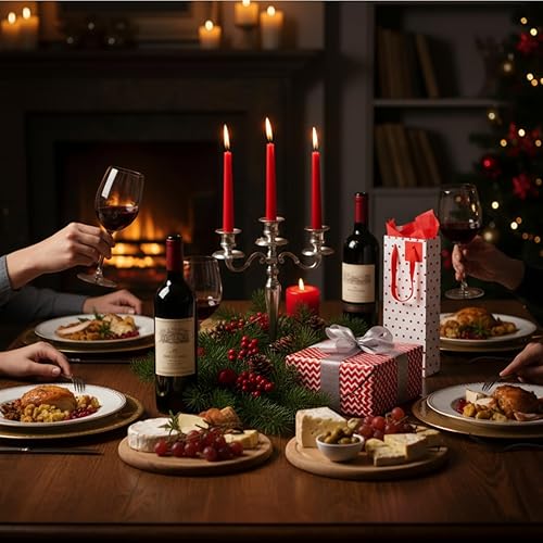 Miniatura 19 de Chrisfall 12 bolsas de vino para botellas, bolsas de regalo de vino, papel kraft a granel con asas, etiquetas, papel de seda para envoltura