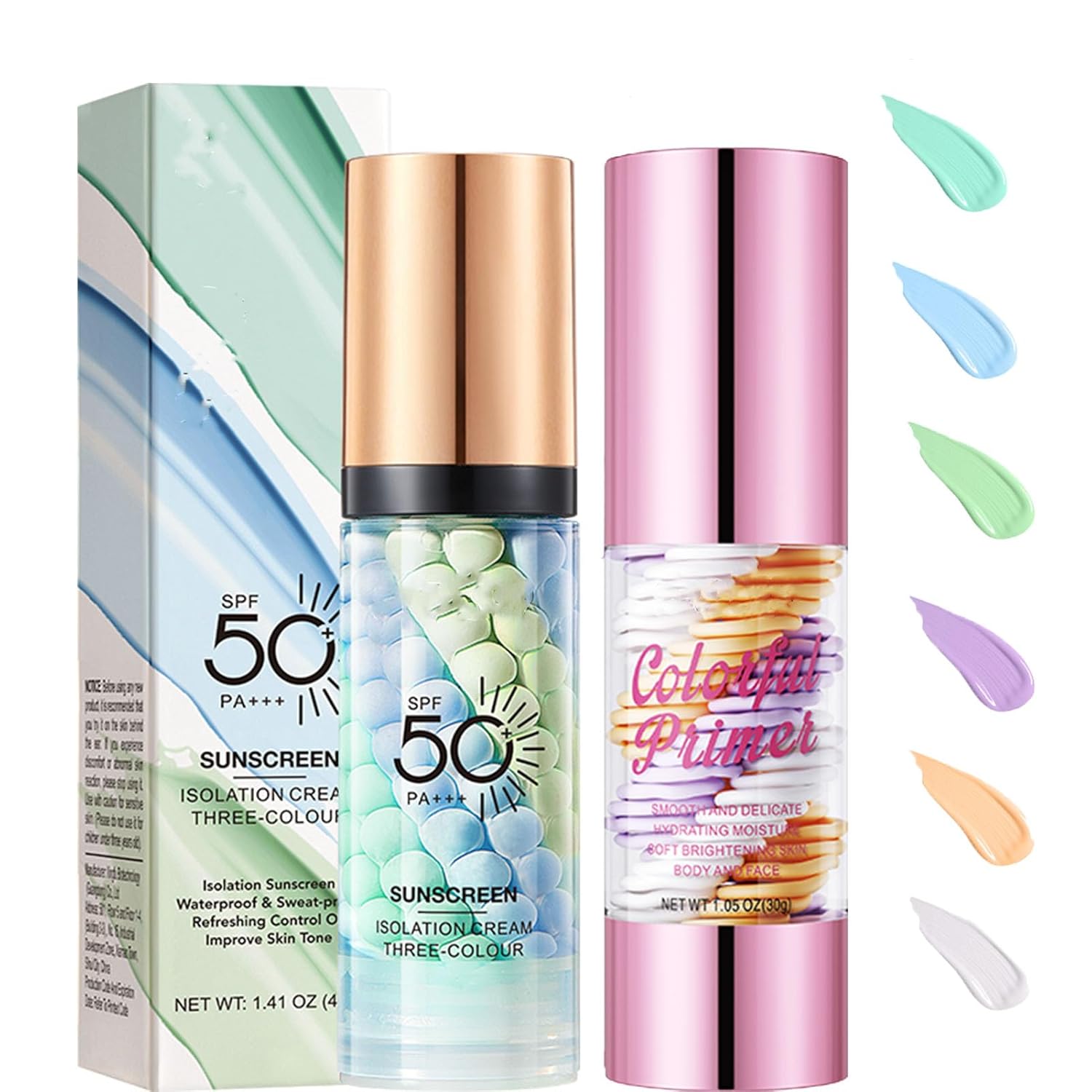 Makeup Primer, Color Correcting Primer, SPF 50 Sunscreen, Hydrating Face Primer, One Step Isolation Cream, Long Lasting Foundation Moisturizing Facial Concealer (Primer 02+03, 2.45 Ounce (Pack of 2)) Makeup Primer, Color Correcting Primer, SPF 50 Sunscreen, Hydrating Face Primer, One Step Isolation Cream, Long Lasting Foundation Moisturizing Facial Concealer (Primer 02+03, 2.45 Ounce (Pack of 2))