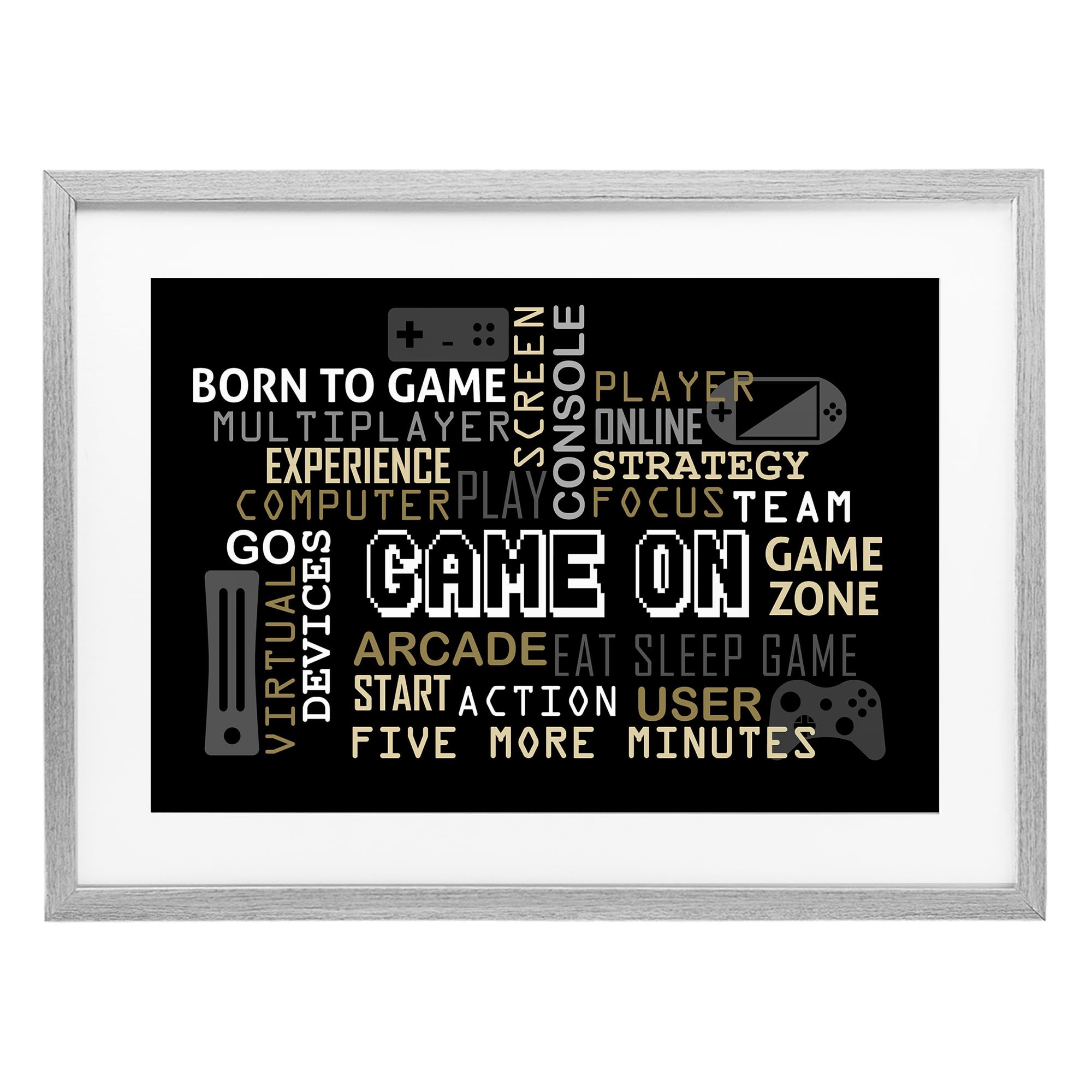 'Game On Gamer Typography'| Framed Print Under Glass