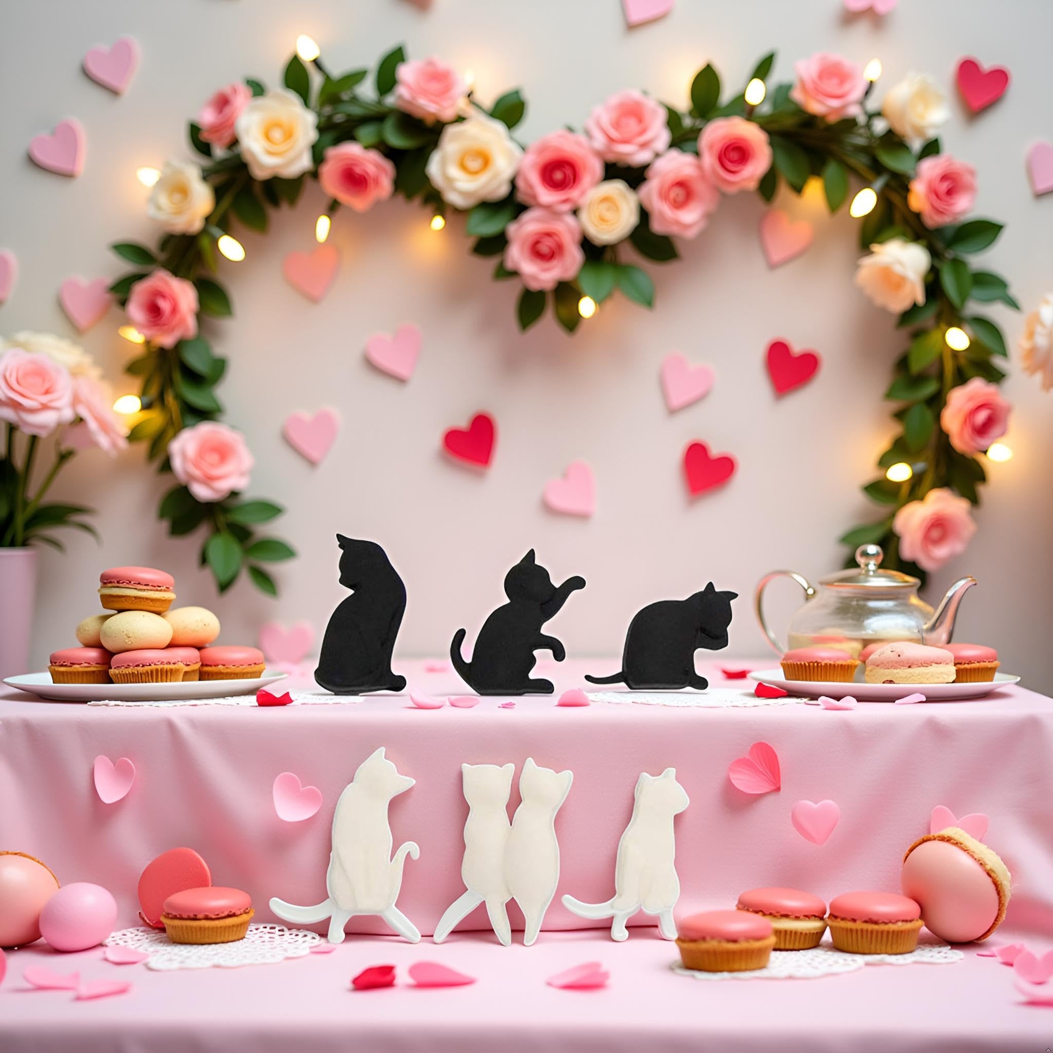 6Pcs Heat-Resistant Silicone Tea Bag Clips Set Cartoon Cat-Shaped Reusable Holders Tea Bag Holder for Bags Drink Markers Tea Accessories, Tea Bag Coasters Coffee, Tea and Espresso (White and Black)