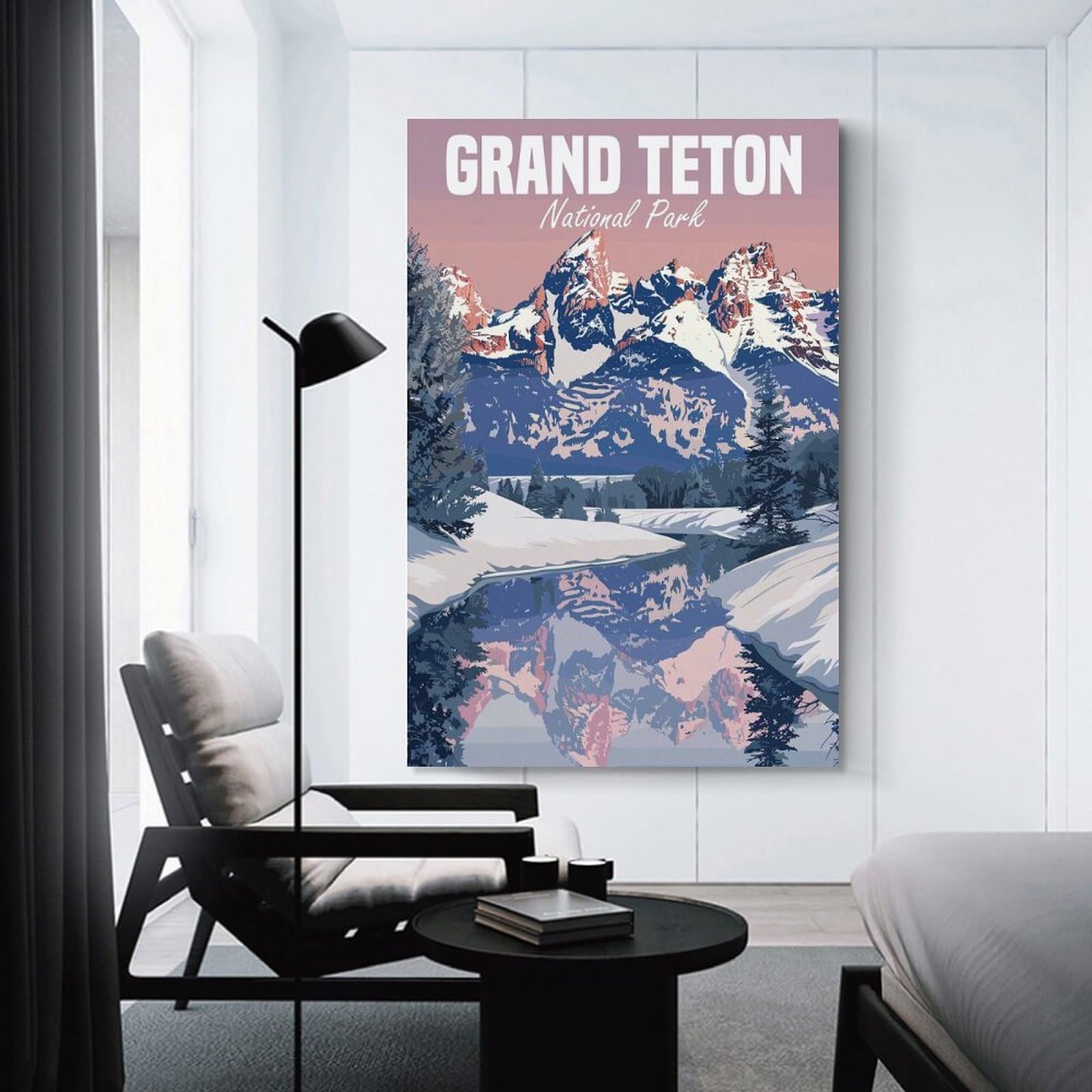 Junmoney Wall Picture Print Grand Teton National Park in Winter, 24x36inch(60x90cm), for Workspace Walls, Study Corners Or Bedrooms, A Smart Decor Choice for Study Walls