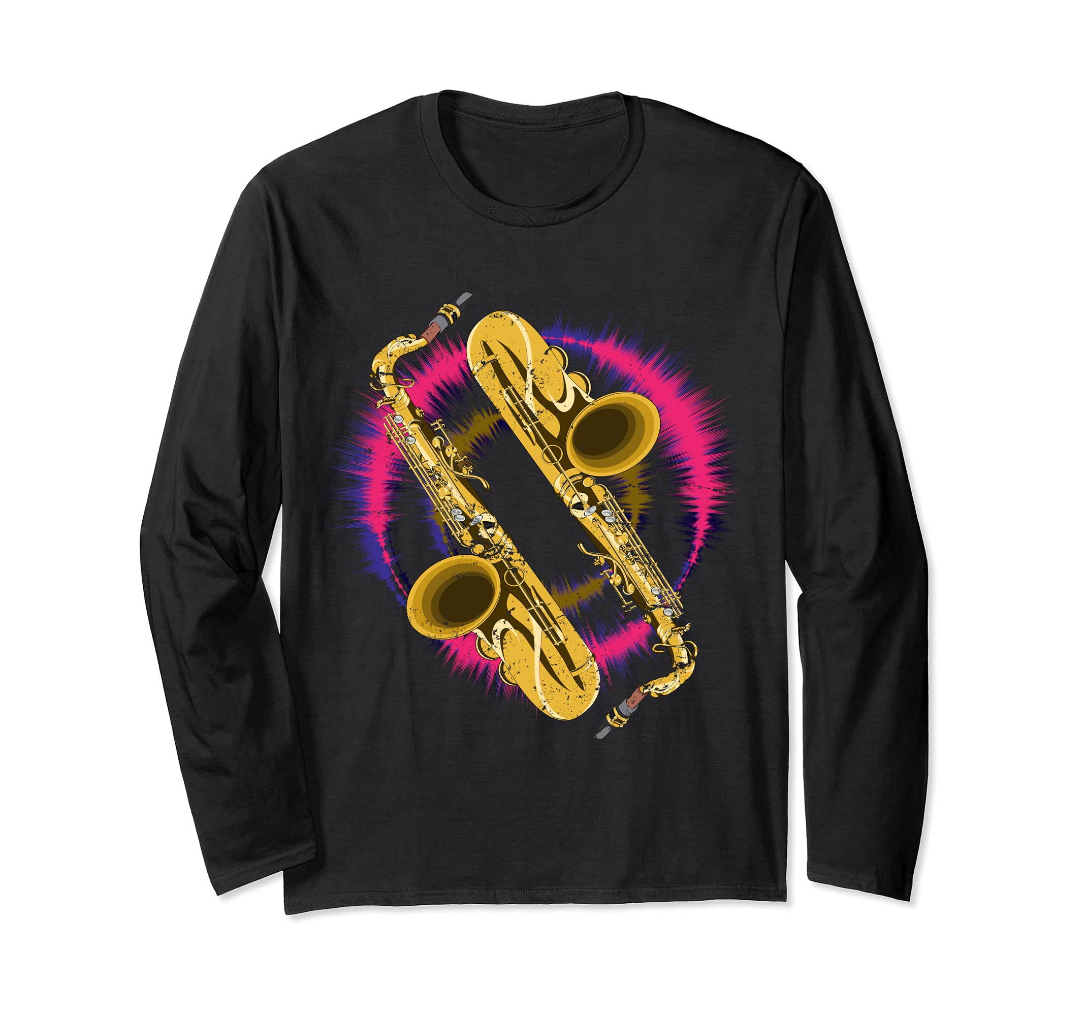 Musical Instrument Sax Player Jazz Saxophonist Saxophone Long Sleeve T-Shirt, Black