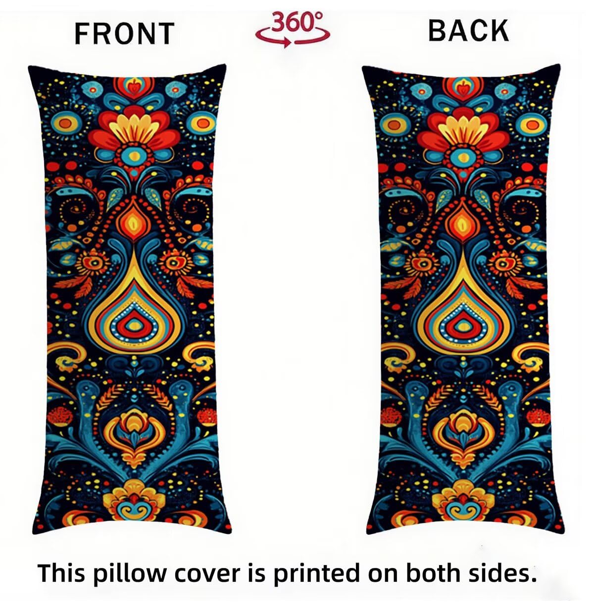 Seitenschläferkissen Bezug Böhmen Kissenbezug 60 x 180 Schwangerschaftskissen Geometrie, Leinen Atmungsaktiv und Weich Body Pillow, für Deko Wohnzimmer Sofa Kopfkissenbezug, Geschenke für Fraue T-3663