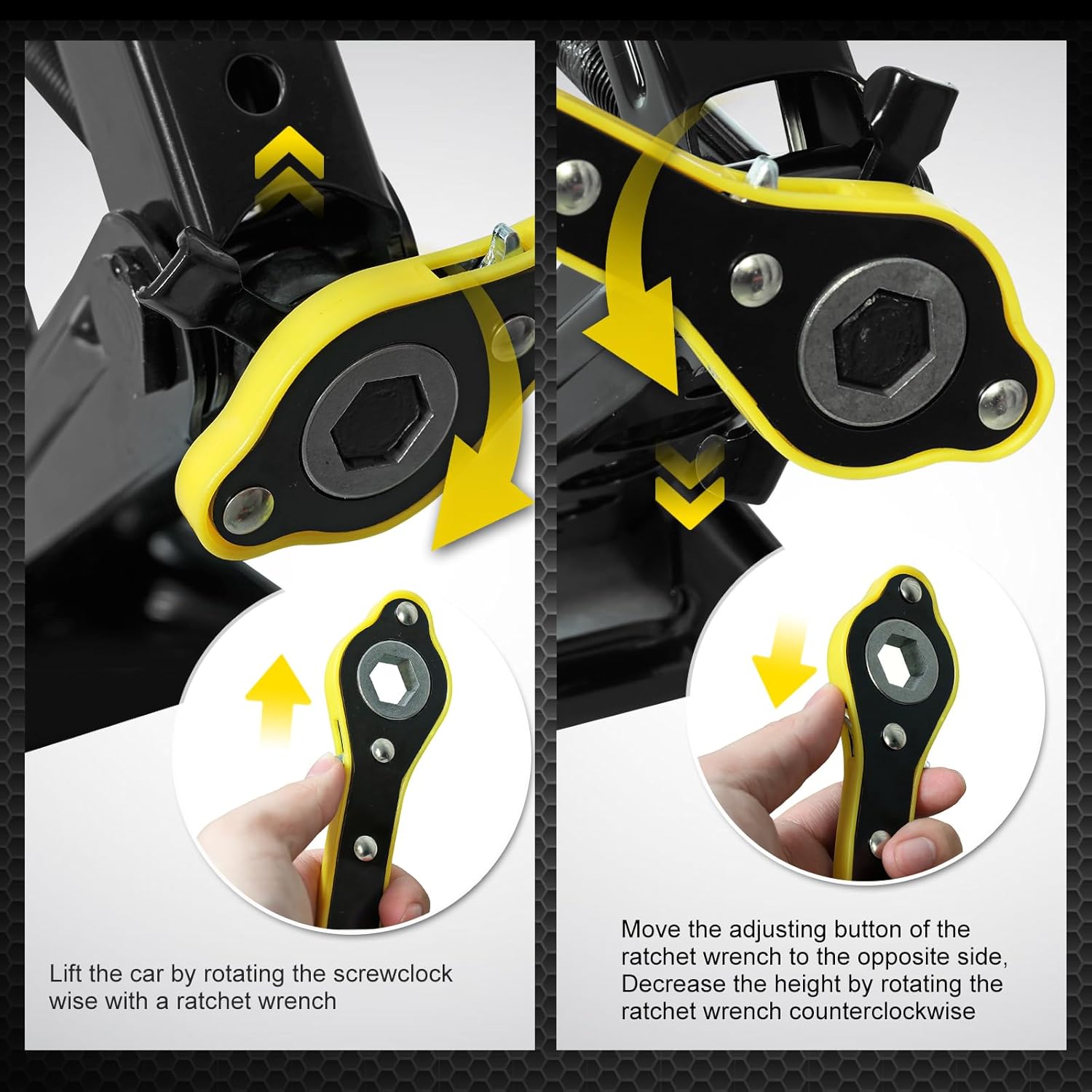 YELLOW JACKET Scissor Car Jack 3 Ton Tire Changing Kit with Lug Wrench, Emergency Kit Scissor Jack for Car