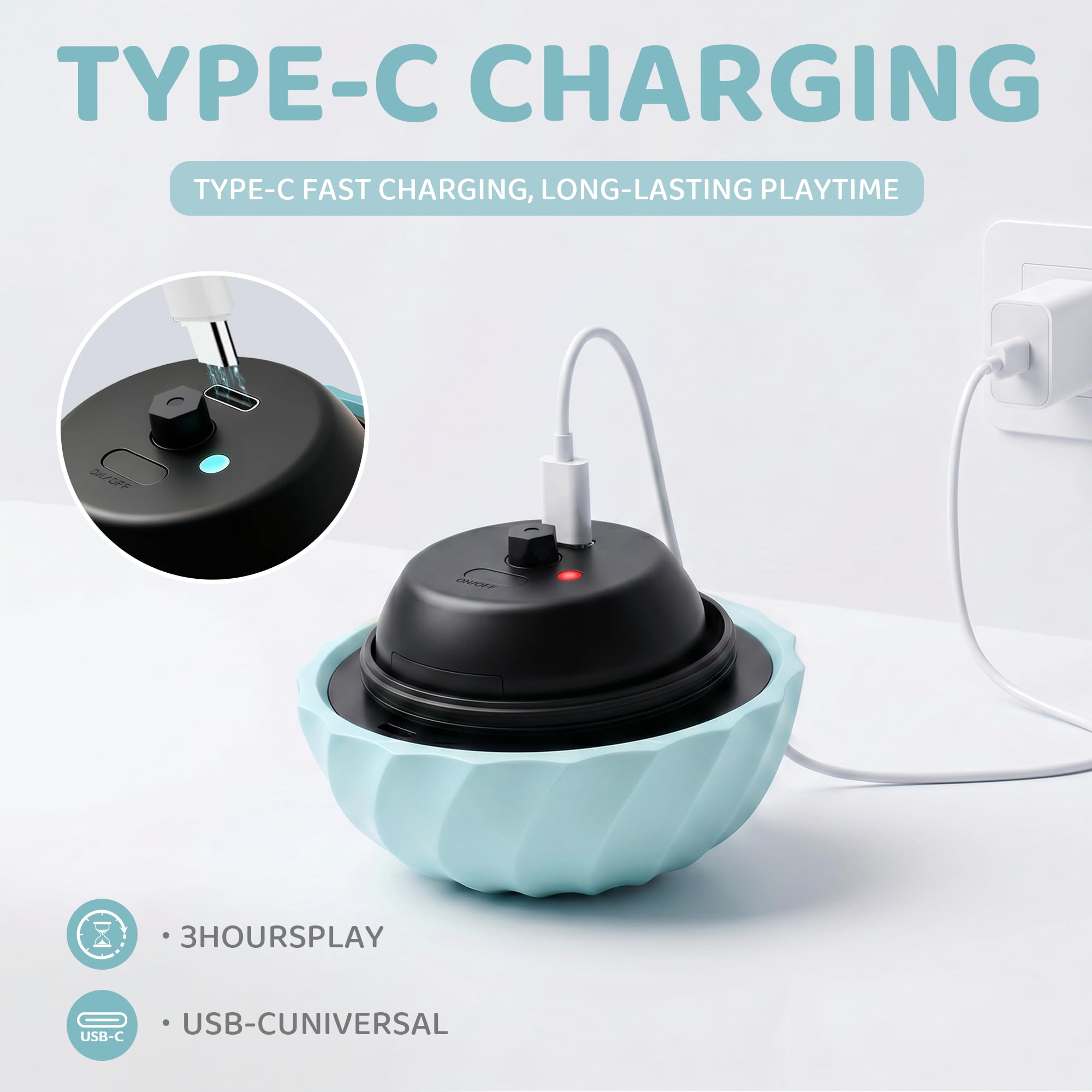 Jouet interactif pour chien et chat - Balle électrique avec activation tactile - 2 modes - Étanchéité IPX67 - Coque résistante aux morsures - Rechargeable USB-C - Jouet intelligent - 74 mm