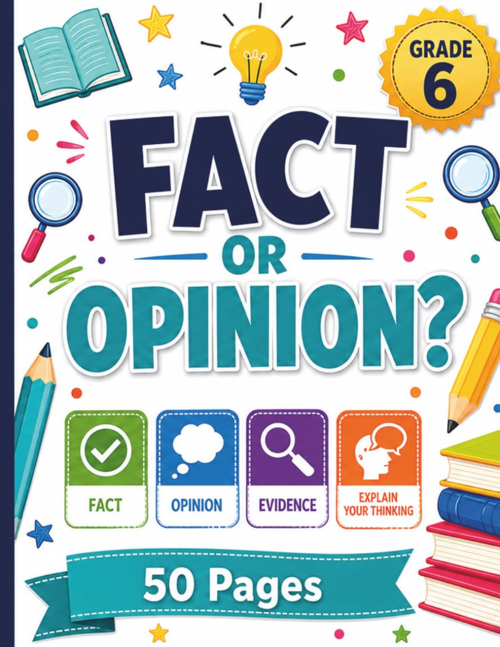Fact or Opinion? Grade 6 Workbook: 40 Practice Sets with Answer Key