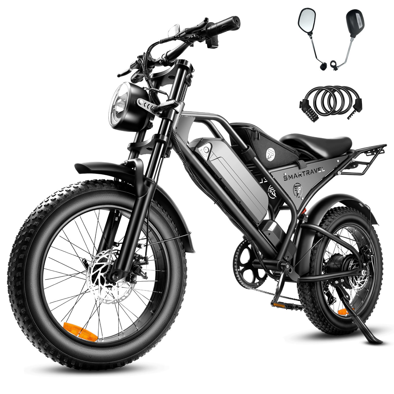 Electric Bike 1200W Peak Brushless Motor with 18.2Ah Battery,Shimano 7 Speed Gears,Up to 28MPH E Bike for Commute Mountain Beach Snow Riding,20" Fat Tire for Adults,DK400