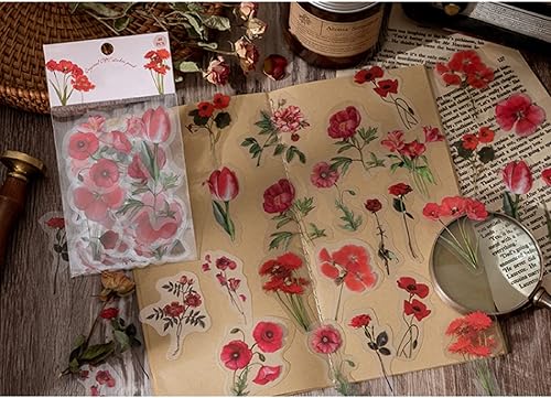 Miniatura 4 de Calcomanías de flores naturales con rosa margarita tulipán girasol orquídeas calcomanías florales de vinilo para juguetes regalos planificador