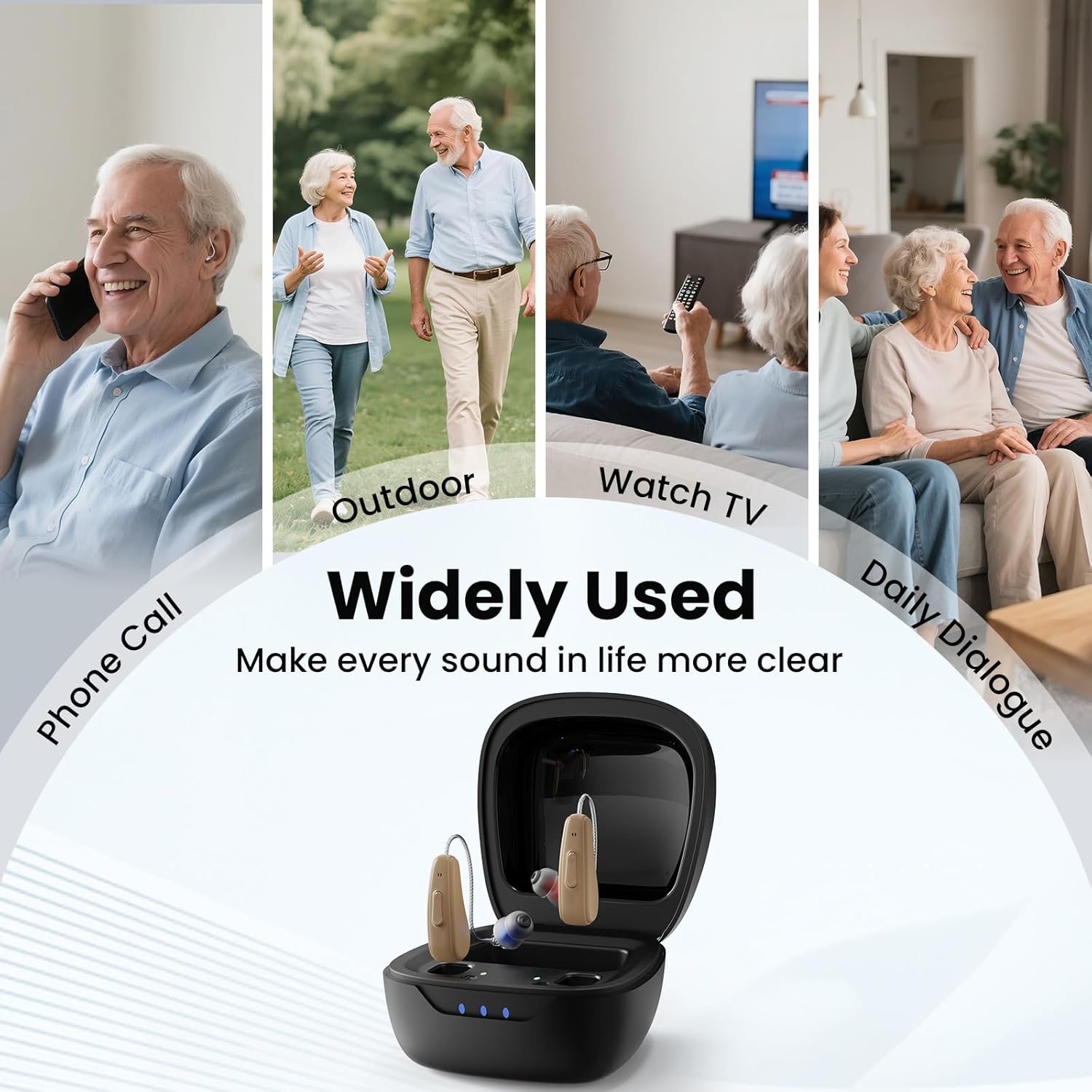 SABAN 2PCS 32 Channel DSP Rechargeable Hearing Aids for Seniors：5 Modes Volume Control, with Noise Cancelling & 180H Playtime, Comfortable RIC Design, Easy Setup (Beige)