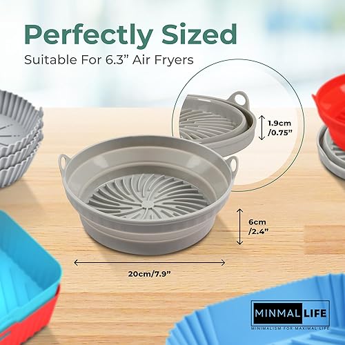 Miniatura 6 de MINMALLIFE Forro de silicona para freidora de aire, pergamino de silicona, insertos para freidora de aire, forros reutilizables para freidora de