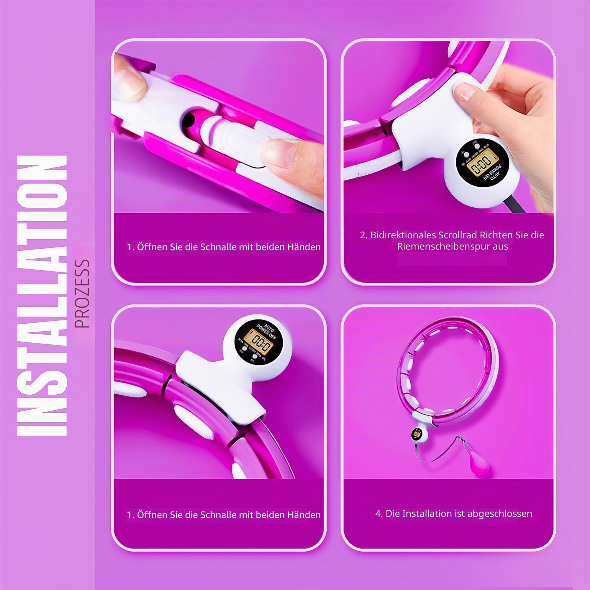 Smart Weighted Hula Ring Hoops, Hula Circle Abnehmbarer Fitnessring mit 360 Grad Auto-Spinning Ball Massage, Gymnastik, Erwachsene Fitness für Gewichtsverlust (