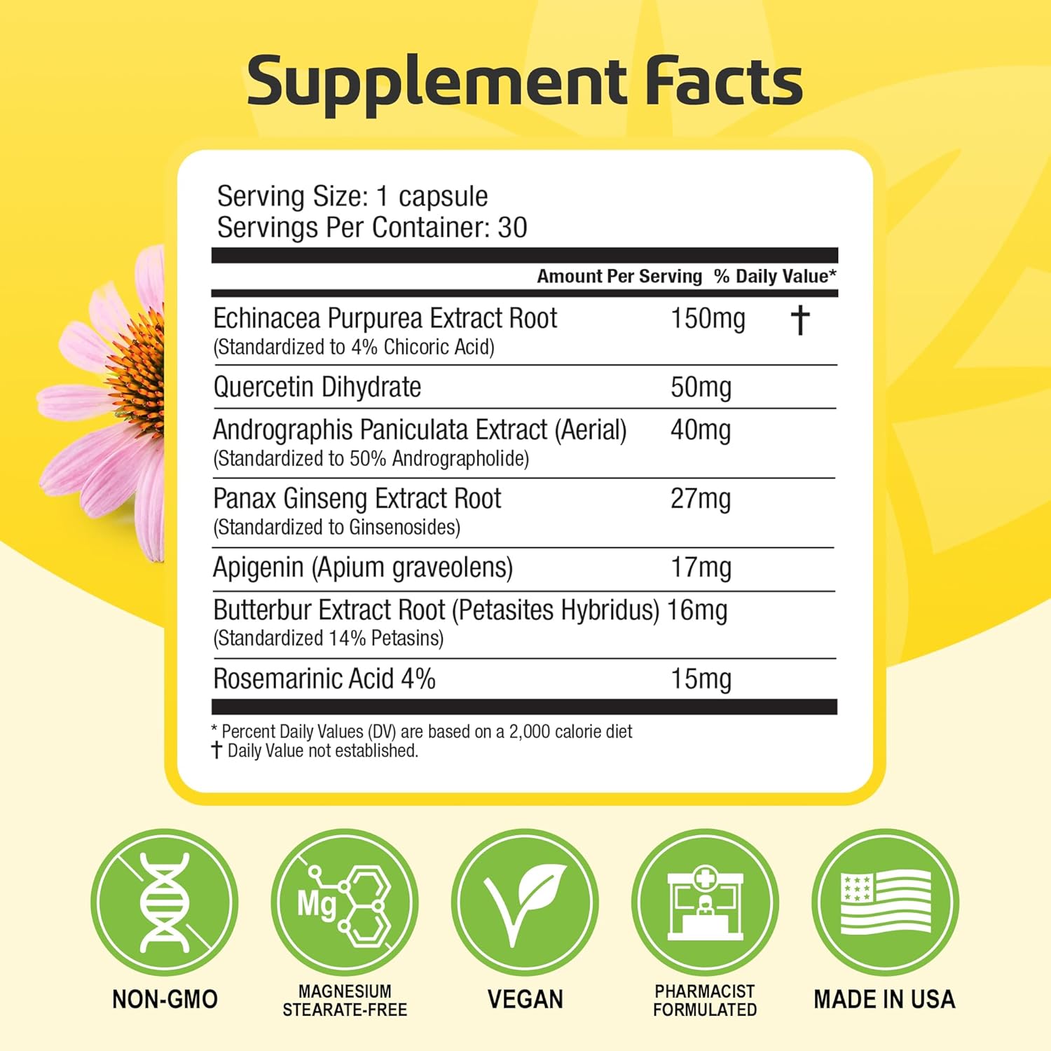 HybridAR Rapid Sinus Relief and Calm – Fast Acting Non-Drowsy Sinus Support and Medicine - Natural Decongestants for Adults with Antihistamine, Quercetin, and Butterbur for Allergies - 30 Capsules - Image 6