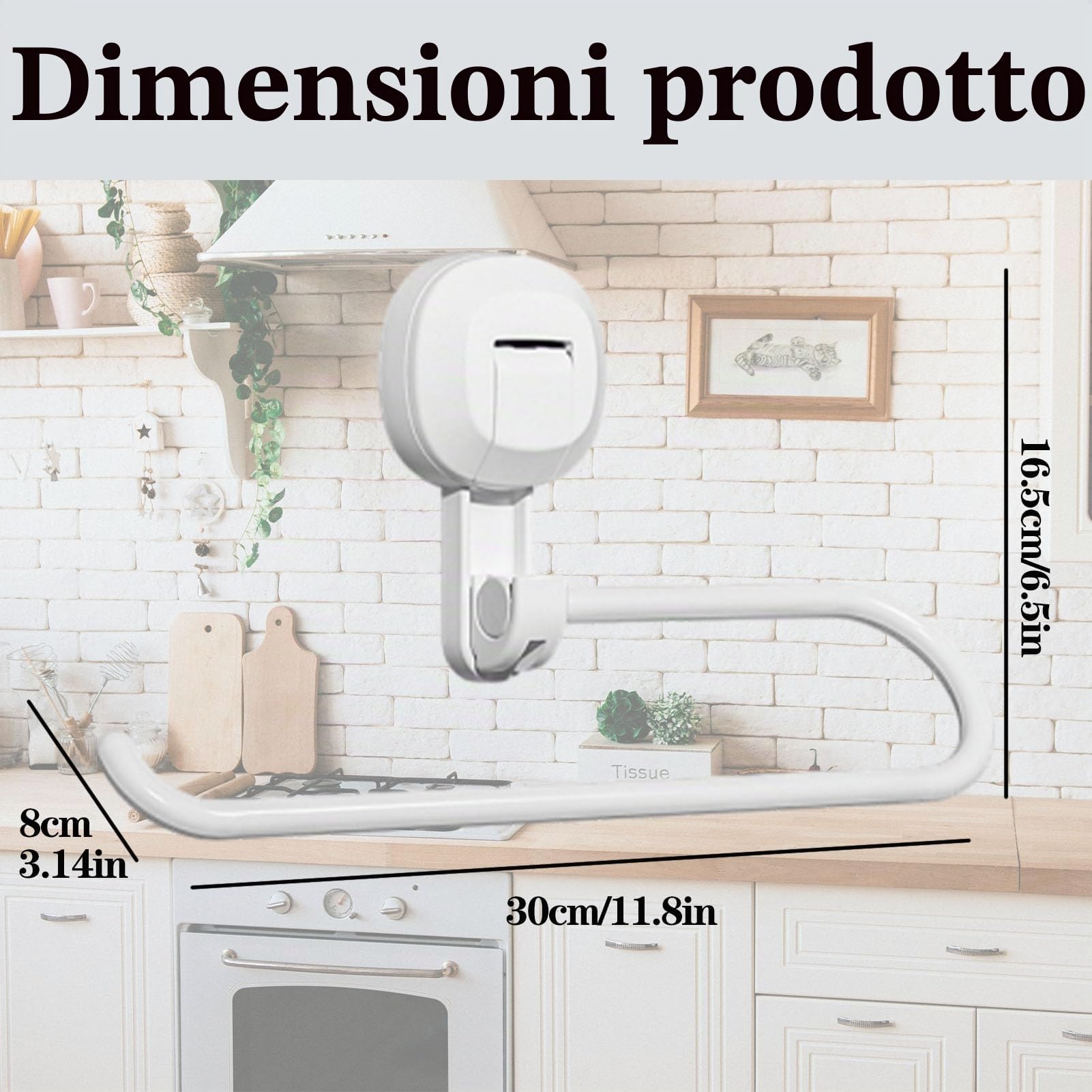 Portarotolo da cucina senza foratura, forte ventosa da parete, in plastica, per cucina e bagno (grigio scuro)
