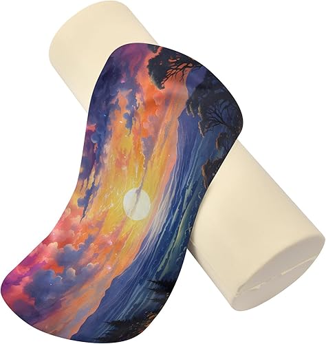 Miniatura 4 de Sunset Prairie Flowers Bolster Pillow Yoga Neck Roll Pillows Round Pillow Form for Lumbar Support Pillow Cylinder Pillow for Knees