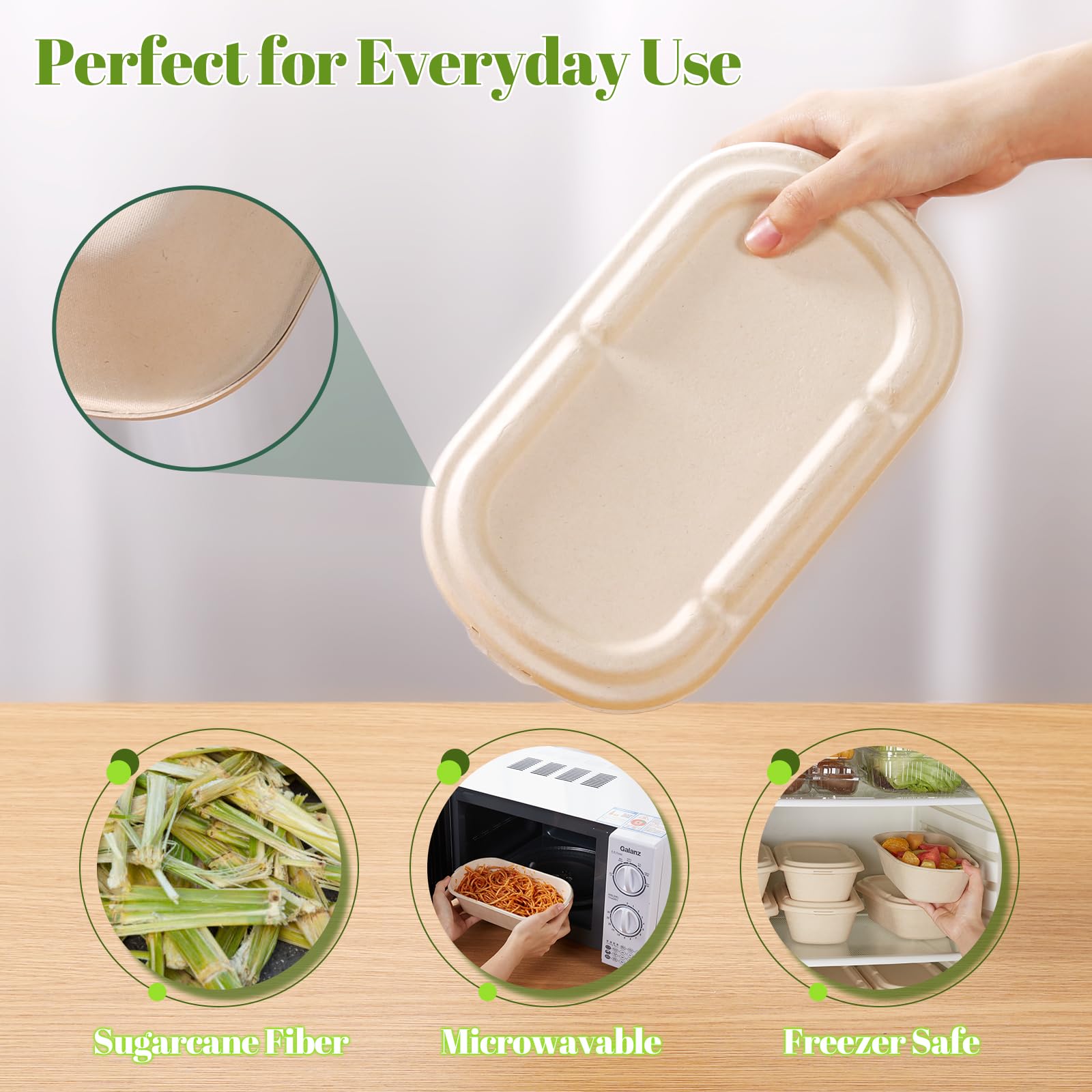 Sugarcane Pulp Eco-Friendly To-Go Boxes Gallery Image