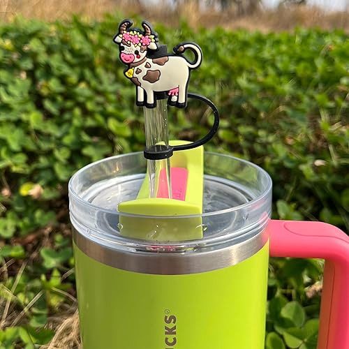 Miniatura 16 de Tapones de paja de sirena, 4 unidades, color rosa intenso, tapas para pajitas Stanley, cubierta de pajitas de silicona para popotes de 0.394 in