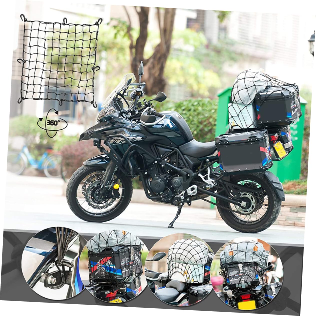 Filet à Bagages Élastique Noir pour Remorques et Porte-Bagages