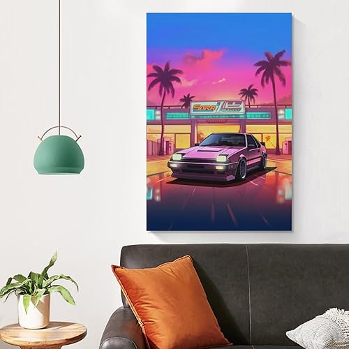 Miniatura 4 de Ae86 - Pósteres de neón Synthwave Retro Jdm para automóvil, para habitación, sala de estar, dormitorio, impresiones artísticas estéticas, decoración