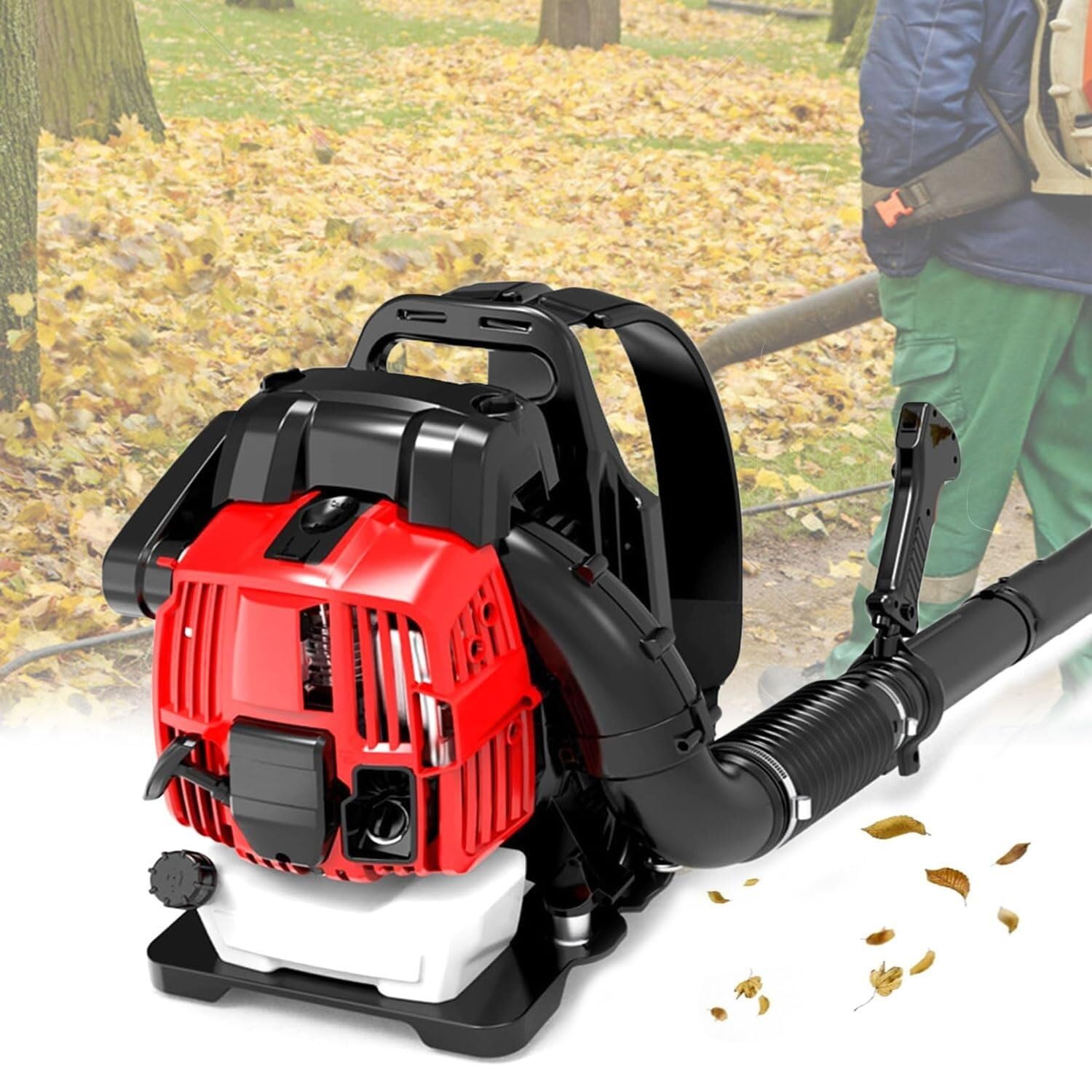 Dmuchawa do liści plecaka, silnik 4-suwowy 2,2 kW, prędkość wiatru 90 m/s, do czyszczenia podwórka