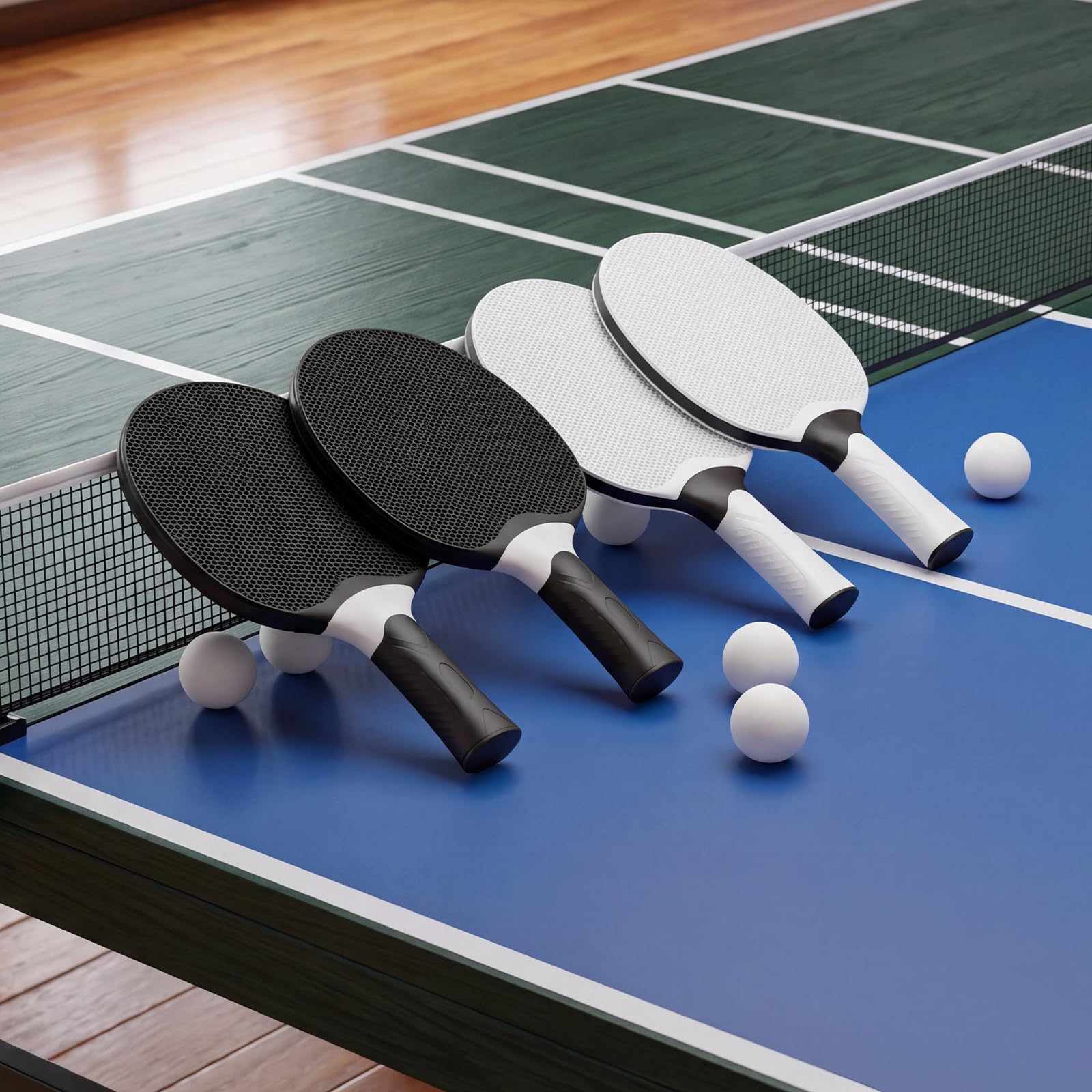 Junkin 8 Pieces Table Tennis Paddles Kit Professional Rackets Set Portable Composite Rubber Table Tennis Racquets with 8 Balls for Indoor and Outdoor