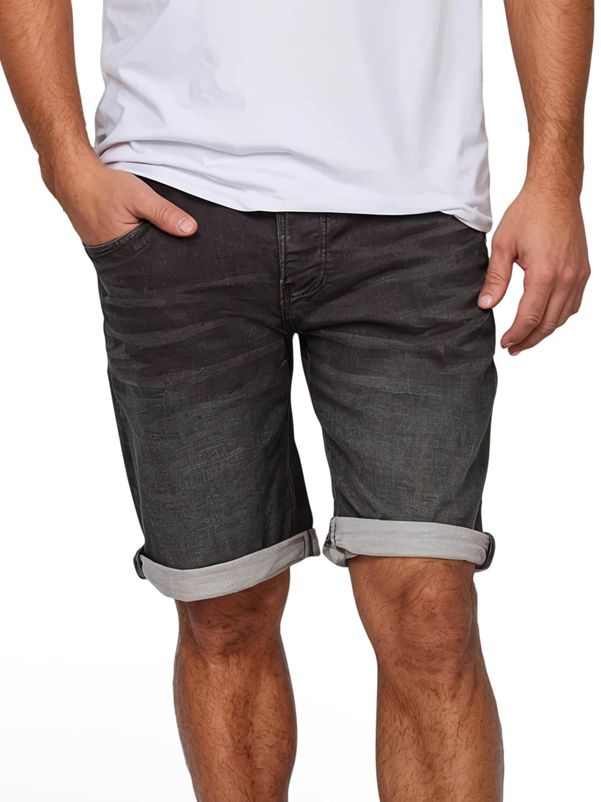 MUSTANG Jeans Shorts Herren Stretch Kurz Regular Fit Chicago Real X Kurze Hosen Sommer Denim Einfarbig Grau w38, Größe:W 38, Farbe:Dark Grey Denim (881)