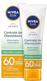 NIVEA SUN Protetor Solar Facial UV Face Controle de Oleosidade FPS 60 50ml, Muito Alta Proteção UVA/UVB, Efeito Matte, Controle do Brilho, Cuidado Diário