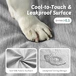 COZY KISS Large Cooling Orthopedic Dog Bed, Q-Max >0.5 Waterproof Egg Crate Foam Pet Bed with Removable Washable Cover, 91.4L x 68.6W x 7.6H cm, Silver Grey