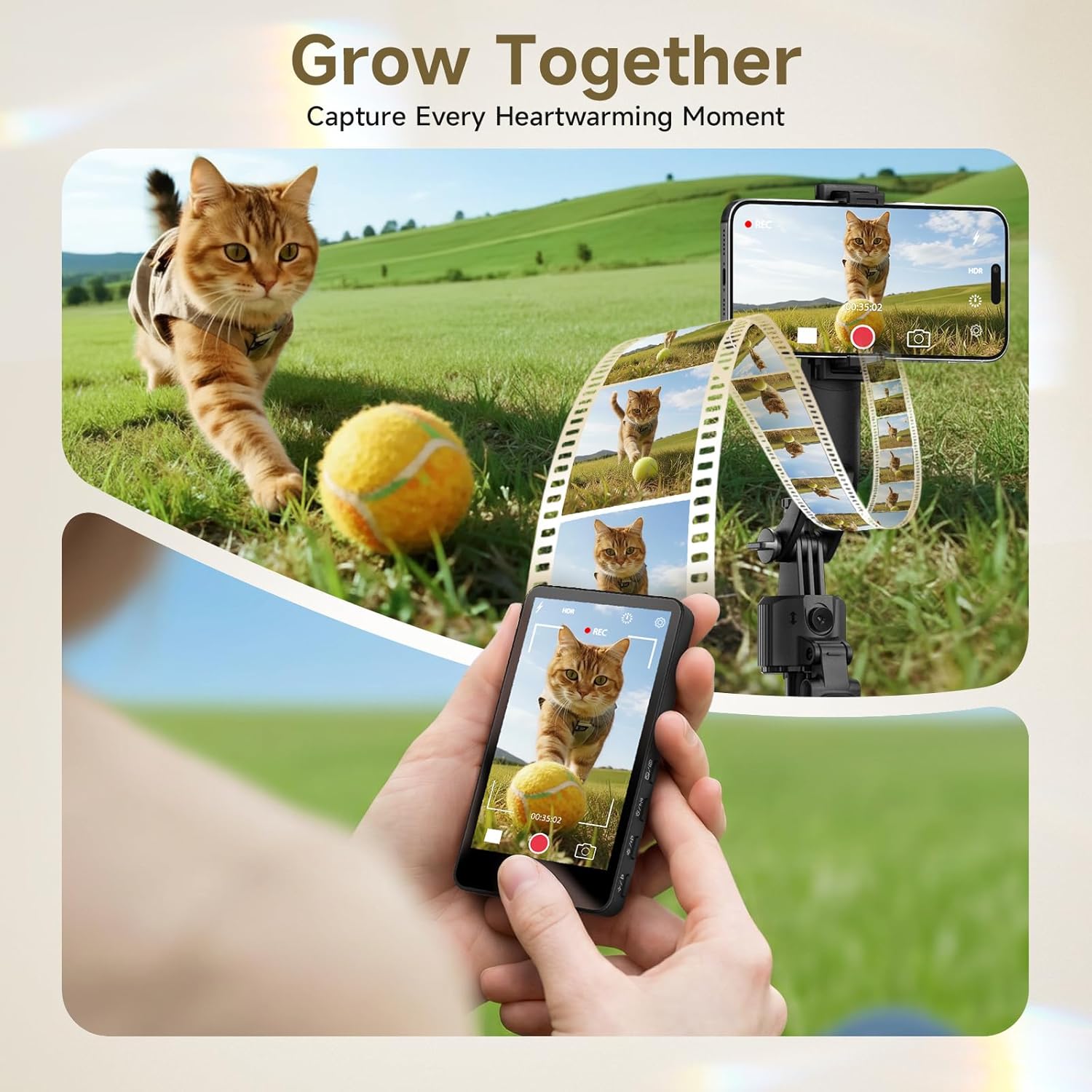 Rollei M4 Selfie Monitor Screen for iPhone 17 Series & Android, 4K Magnetic Back Camera Monitor 164FT Wireless Control, Vlog Screen for Live Streaming & Video Recording