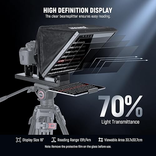 Vista 38 de NEEWER Teleprompter de aluminio X12 con control remoto RT-110 (conectado a través de Bluetooth en la aplicación NEEWER Teleprompter) y funda