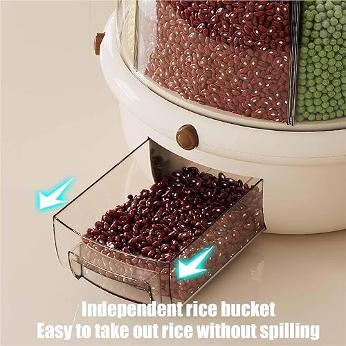 Miniatura 3 de Dispensador giratorio de alimentos secos para encimera, dispensador de 6 rejillas para lentejas, arroz, frijoles, contenedor de almacenamiento de