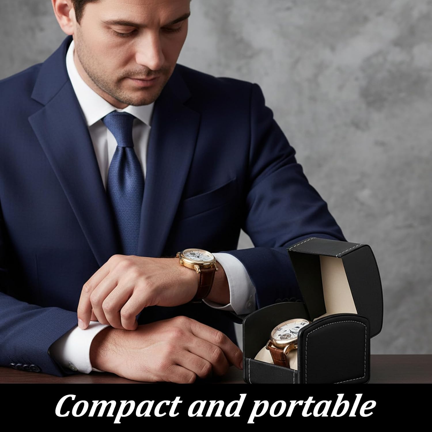 10 Pack Single Watch Case with Removable Pillow Cushion, PU Leather Watch Travel Case, Black Wristwatch Display Holder Organizer for Women and Men (Black)