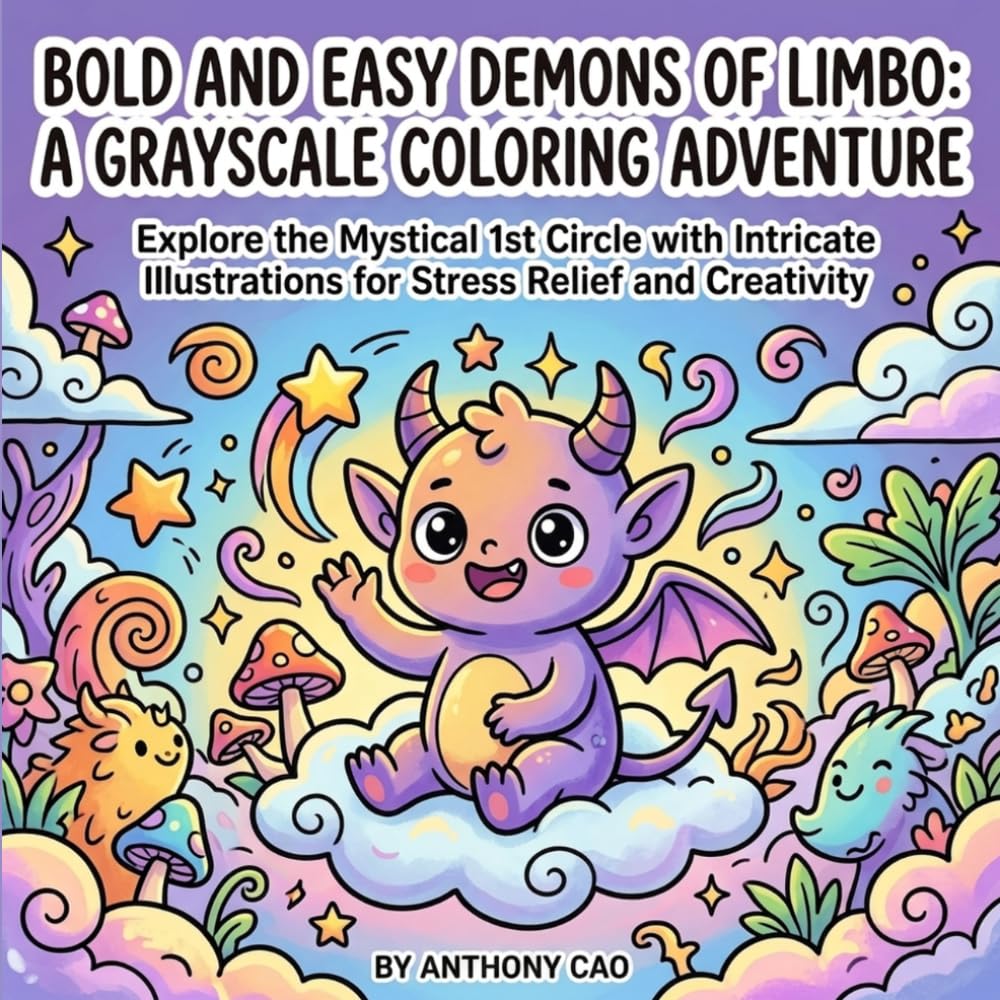 Bold and Easy Demons of Limbo: A Grayscale Coloring Adventure: Explore the Mystical 1st Circle with Intricate Illustrations for Stress Relief and Creativity