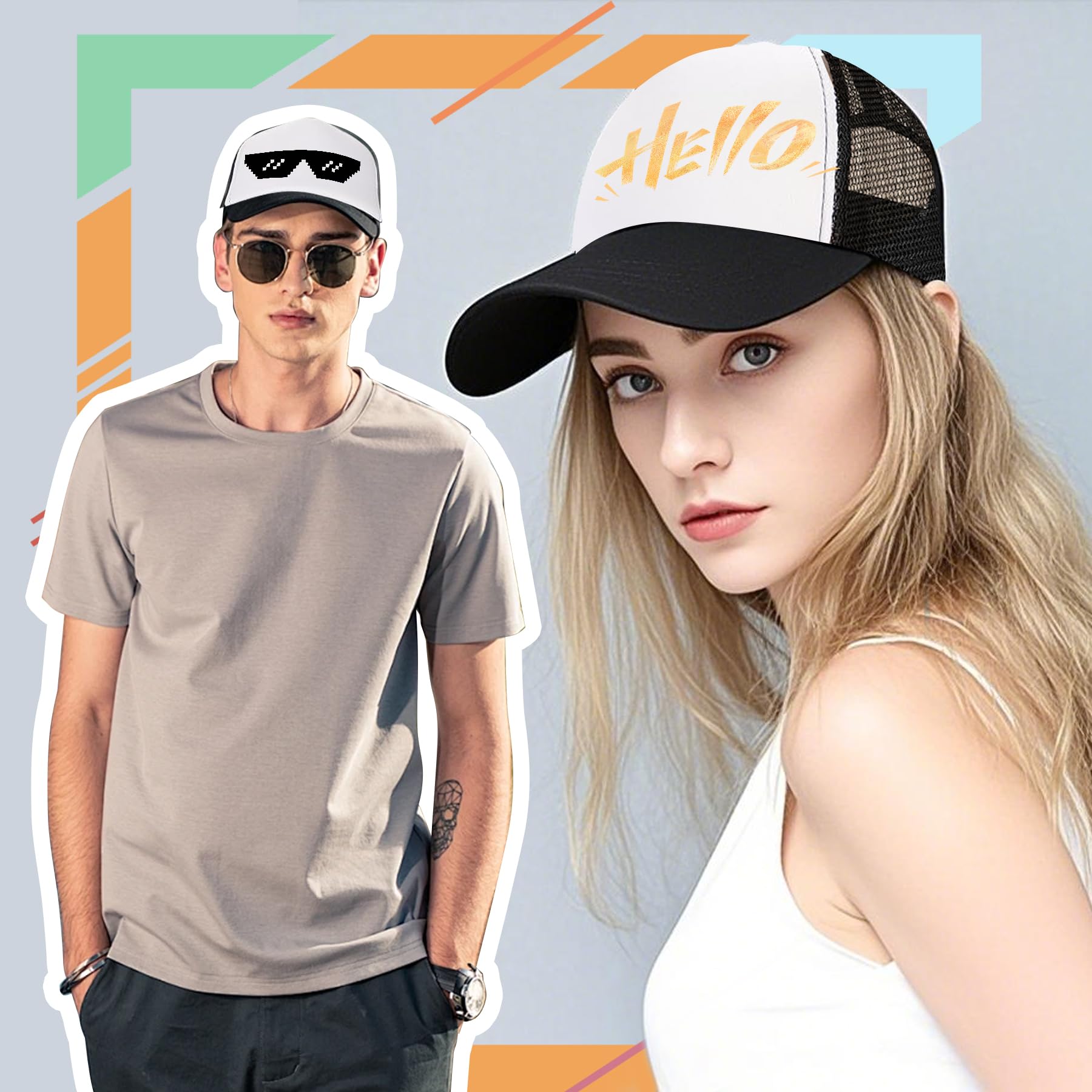6/12 gorras de camionero a granel de malla en blanco sublimación en blanco gorras de béisbol ajustables para hombres y mujeres, 6piezas Multicolor Sombrero 7