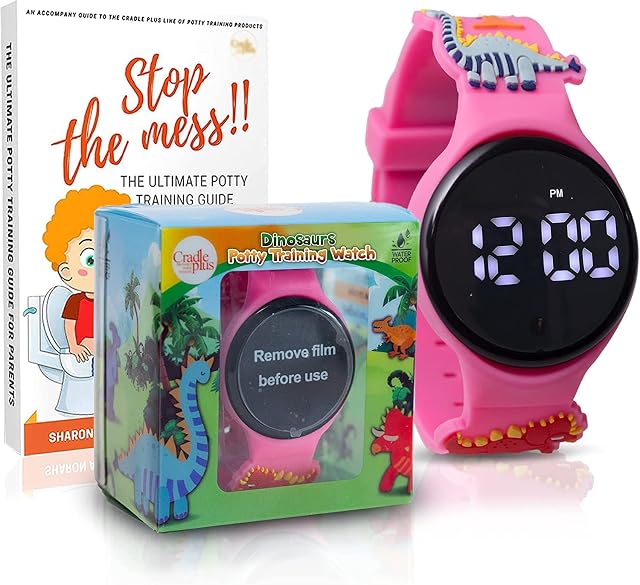 3D Dinosaur Potty Training Watch for Boys or Girls - Rechargeable Toddler Watch w/Alarm Timer Potty Watches for Toddler Boys | Potty Timer, Kids Watch for Toddler Potty Training (Pink Dino)