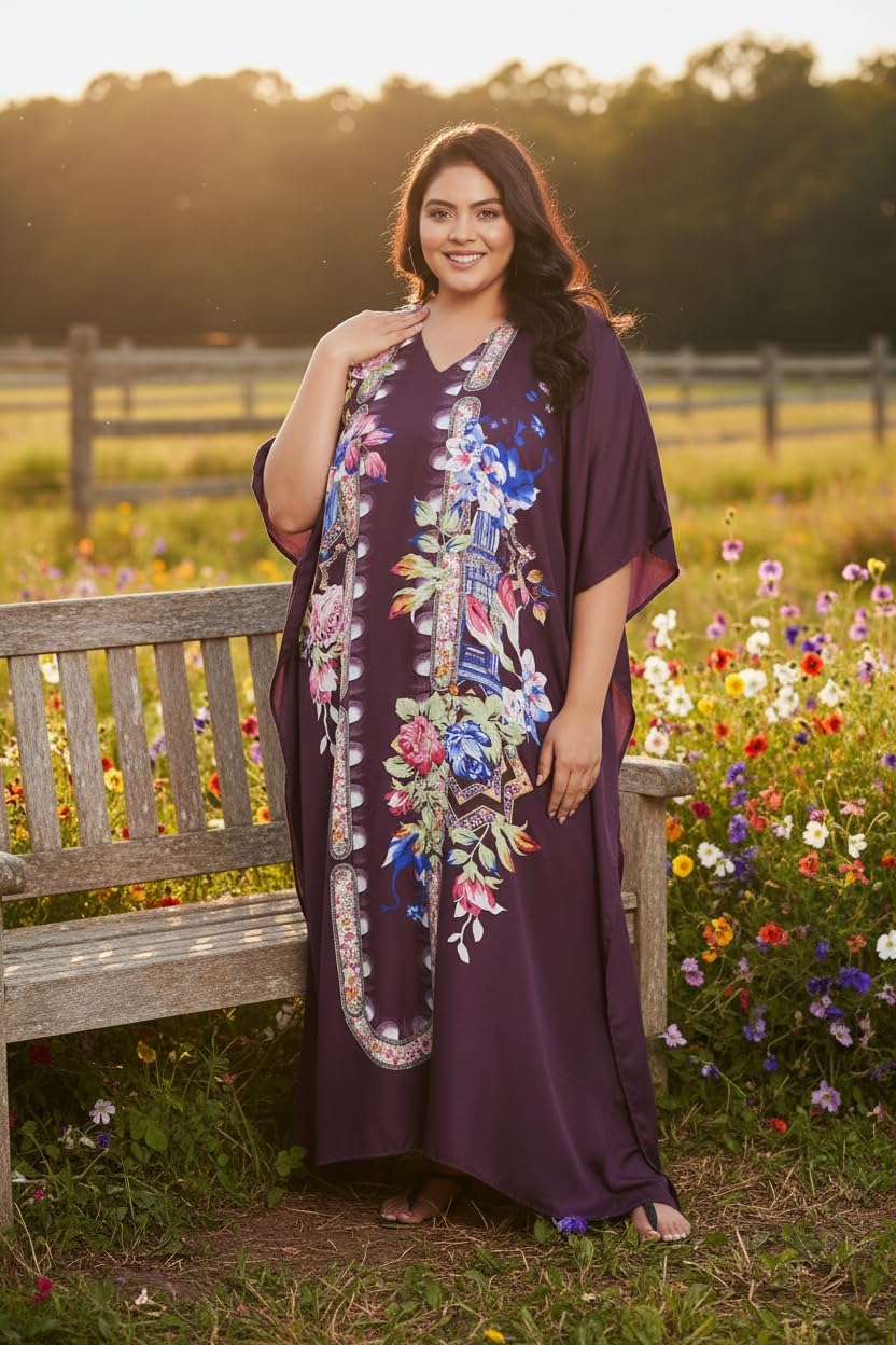 Oussum Women Kaftan Plus Size Polyester Summer Lightweight Caftan Swimsuit Cover Ups Maxi African Mumu Lounge House Dress - Image 2