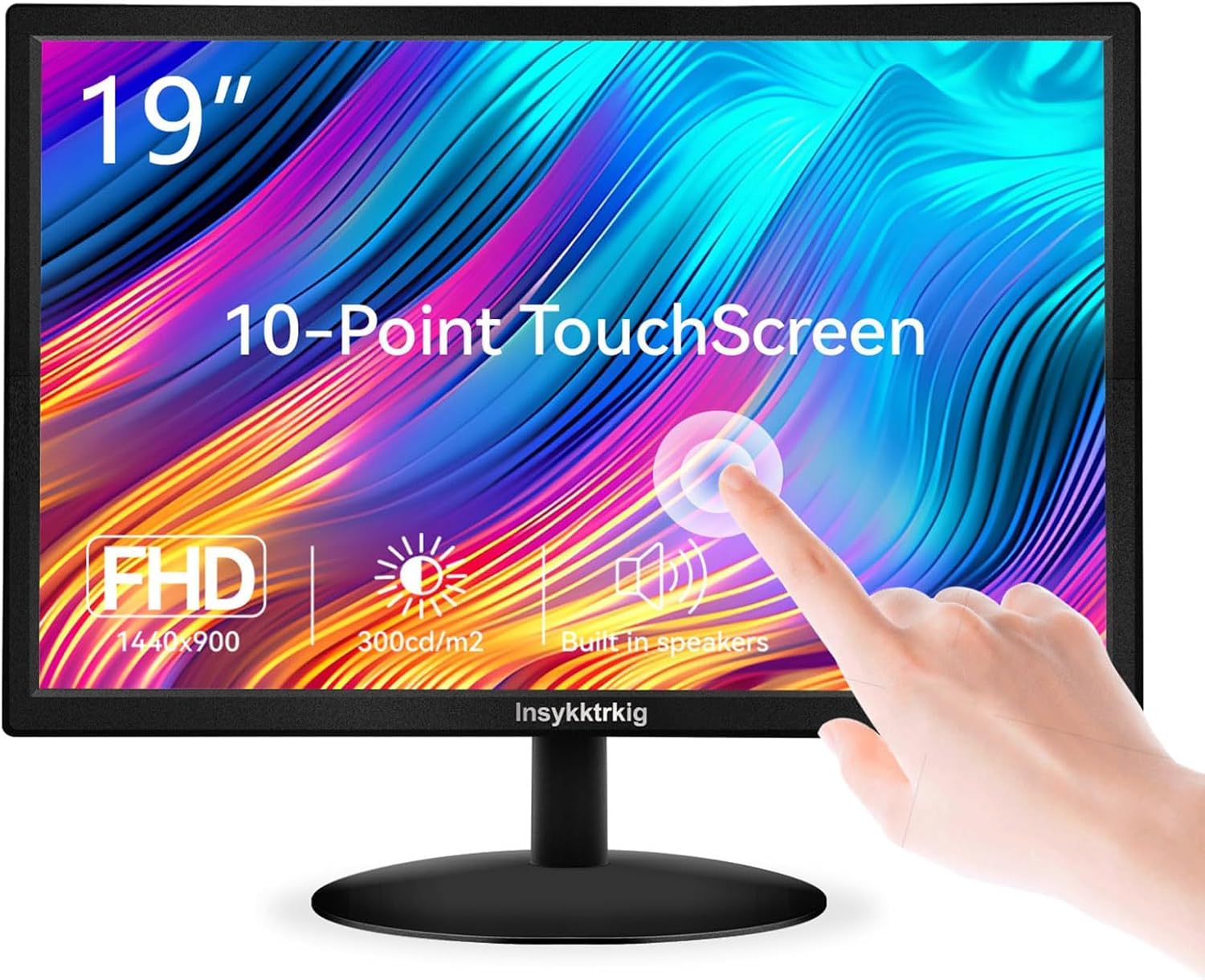 Pantalla táctil para PC 19 pulgadas, 10 puntos, panel TN - 16:10-300cd/m² - 60Hz 98% sRGB 1440 × 900 FHD Juegos Monitor de ordenador con HDMI VGA Tipo-B para ordenador portátil PC Window OS
