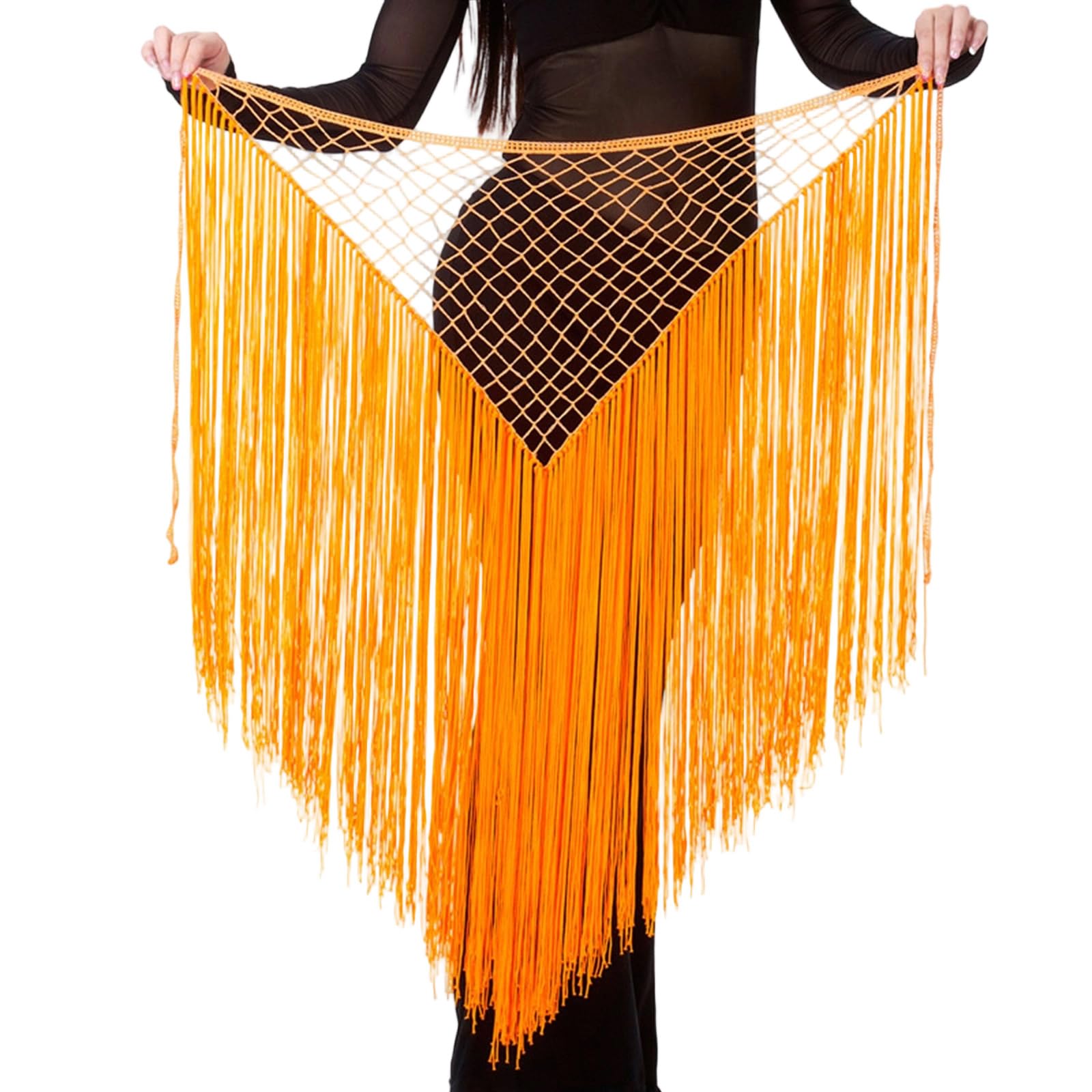 Maxtonser Women Belly Dance Hip Scarf,Hollowed Tassels Triangle Tribal Wrap Skirt Waist Chain Raves Festival Outfits for Women Gir