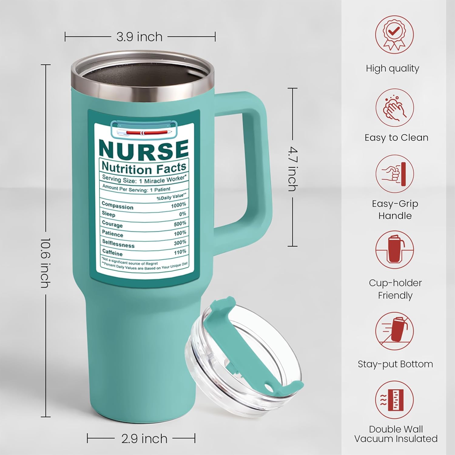 Nurse Gifts 40oz Stainless Steel Insulated Tumbler - Coffee Cup for Nurses Week, Appreciation Gifts - Image 3