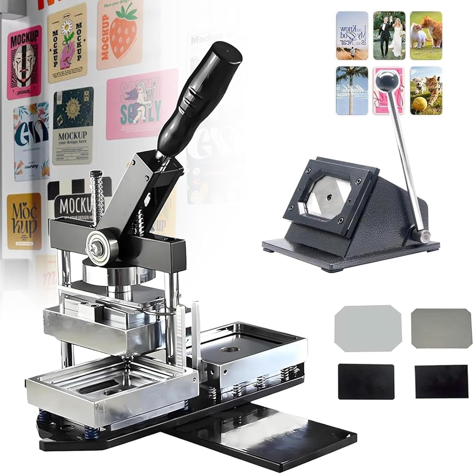 Machine de Fabrication d'aimants de réfrigérateur rectangulaires, Fabricant De Boutons À Faire Soi-même, Machine à Fabriquer des Badges Professionnels, Coupe-Papier + 100 Composants