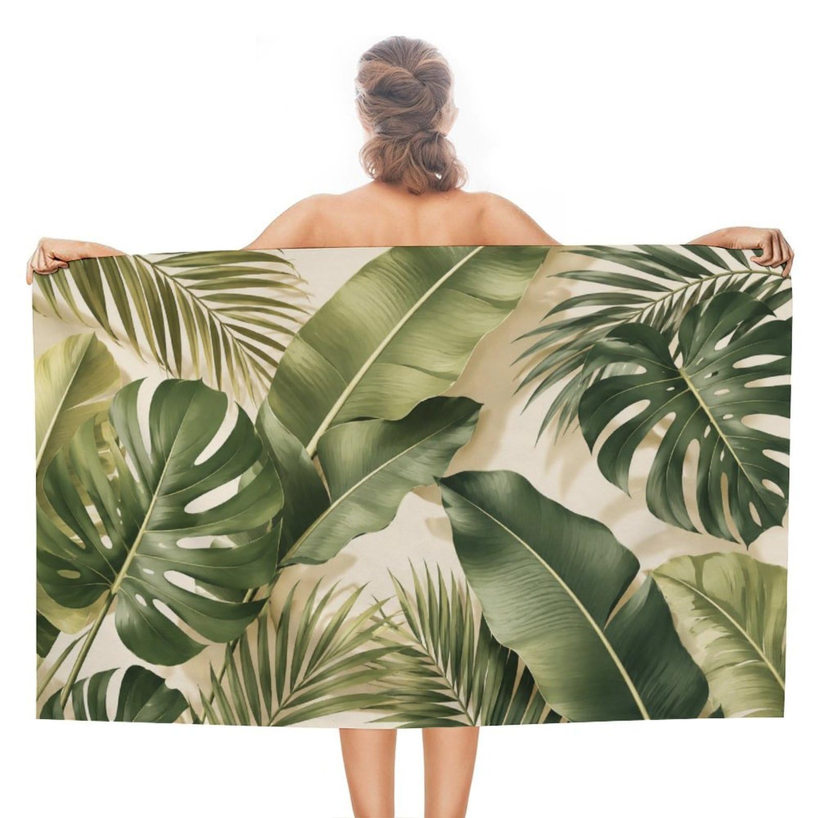 Anceky Tropical Leaves Oversized Beach Towel Quick Dry Sand Free Microfiber Travel Towel Lightweight Multi Purpose Beach Blanket Pool Gym Bath Towel 51x31 in