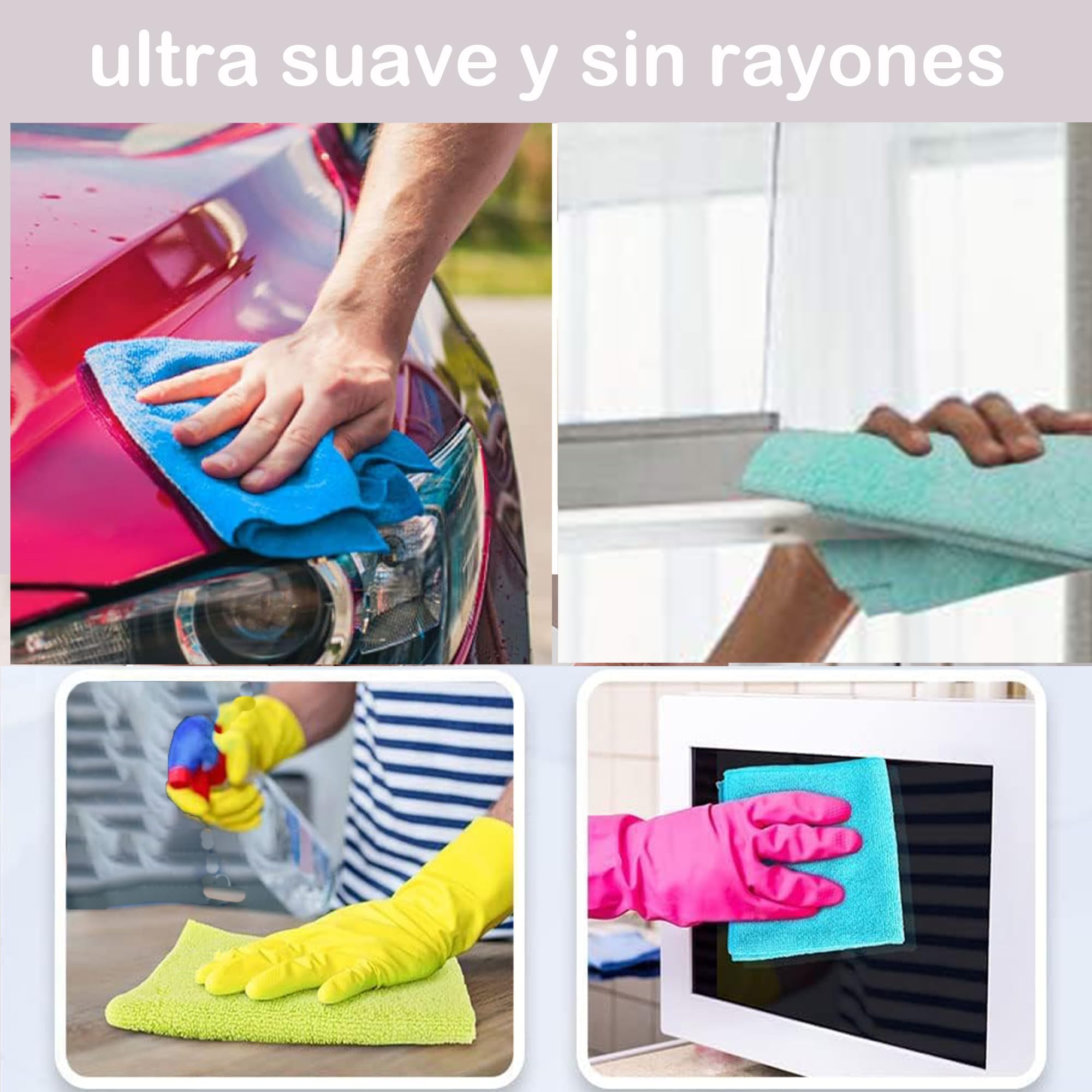 various Bayeta de Microfibra Limpieza 48 Unidades,Toalla Trapos de Limpieza Reutilizazbles,Paños de Limpieza Lavable sin Rayas sin Pelusa para Casa, Cocina, Coche,Multicolor 40x60cm