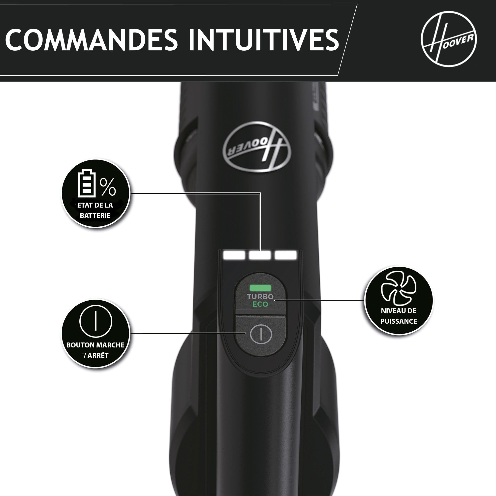 Hoover Ultra-léger HF201P Aspirateur Balai sans Fil, Turbobrosse Spécial Animaux, Technologie Ultra Compact x3, 1L, Puissant 50AW, 40 Min, Brosse Sols durs Anti-Twist, Eclairage LED, Noir & Ver
