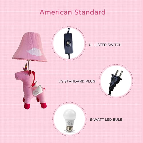 Miniatura 4 de HERBESTBAY Lámpara de noche lámpara de mesa de diseño creativo de unicornio rosa para sala de estar 19 pulgadas de alto lámpara de mesa pequeña de
